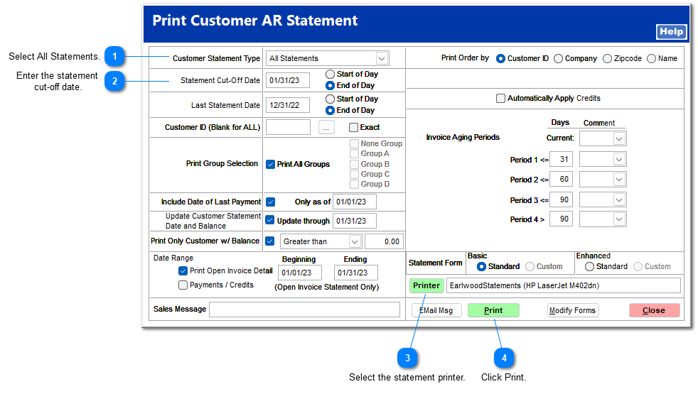 Basic Statement Printing