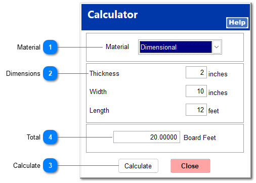 Dimensional Calculator