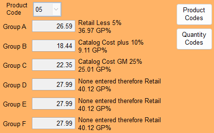 2. Product Code Pricing
