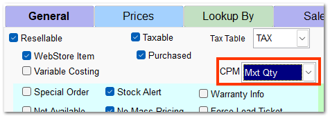 Prices Tab