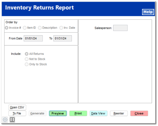 Returns Report