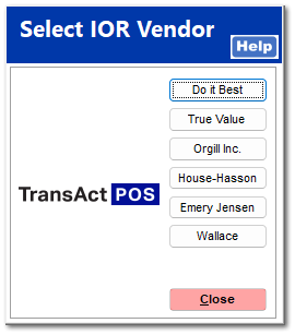 IOR Menu for Communicating Vendors