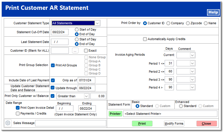 Print customer statements?