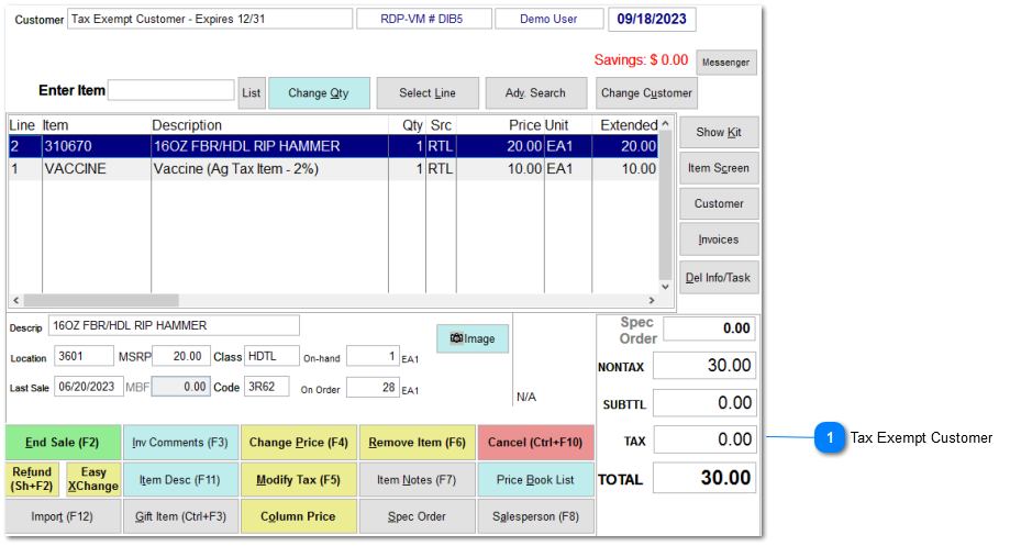 Ag Tax Setup and Example Transactions