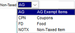 3. Selectable Non-Tax Drop Down