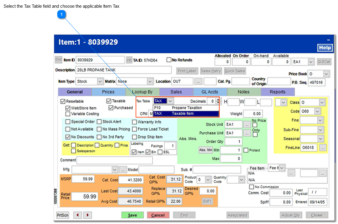 Assigning the new Item Tax Type to items