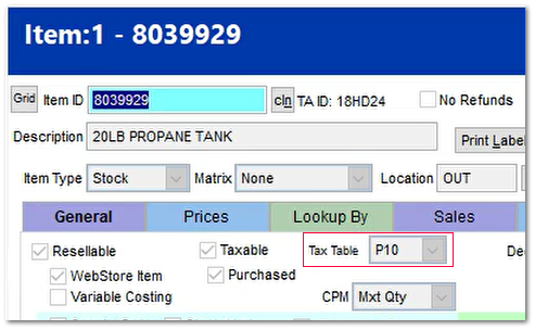 Assigning the new Item Tax Type to items