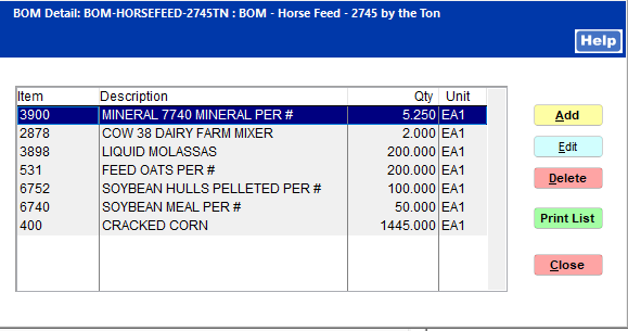 2. The BOM Details is the same as the bagged product.