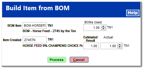 Bulk Feed BOM Considerations