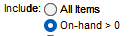 1. Select On-hand > 0 to filter to 
customer's with present inventory