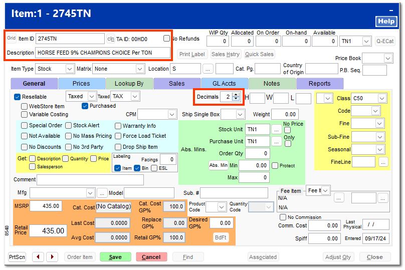 Decimal Value Considerations Bulk Items and Partial Builds