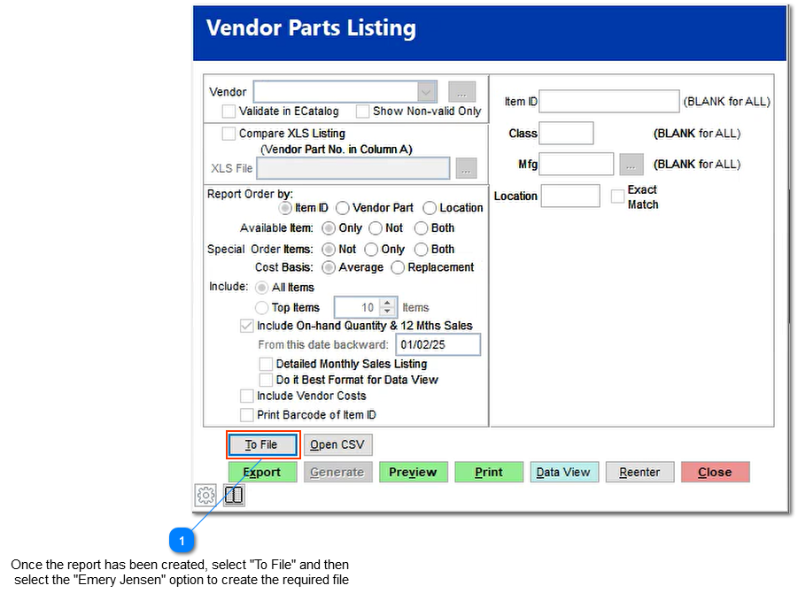 Emery Jensen - Vendor Parts Listing