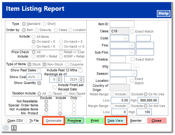 Exporting the report to a spreadsheet