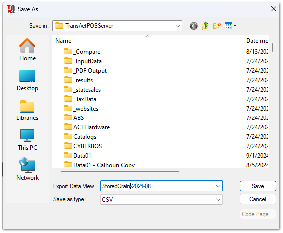 Exporting the report to a spreadsheet