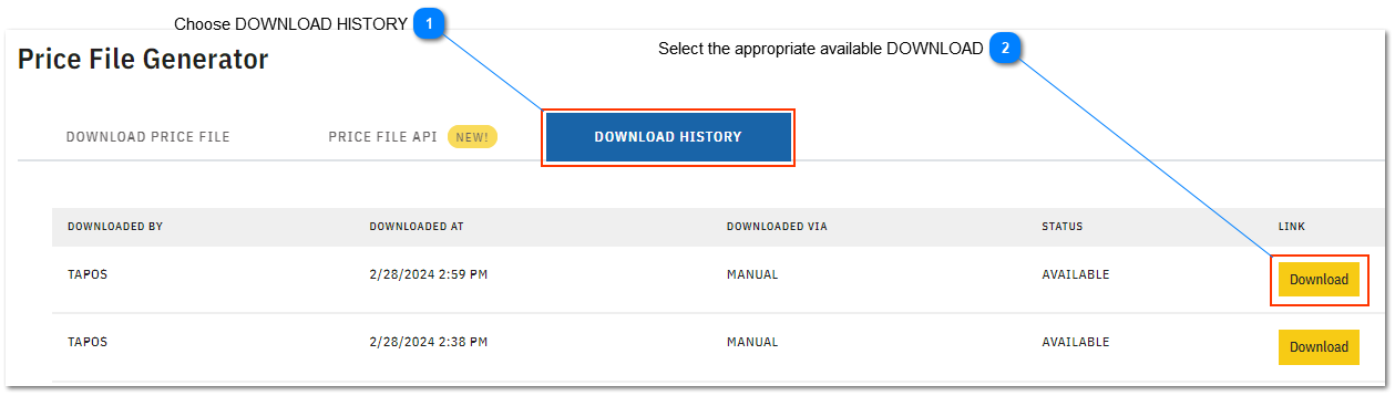 How to download the Price File