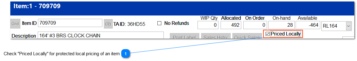Local Only Control - Item Level Price Control