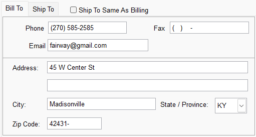 8. Bill To/Ship To Address