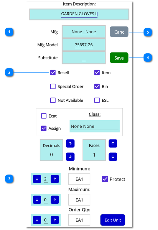 MFG/Edit Tab