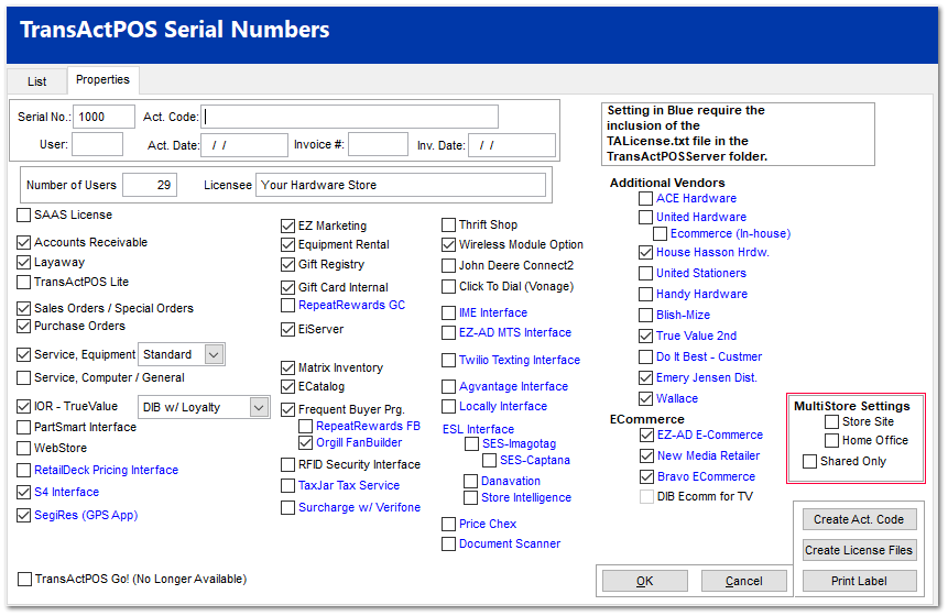 Multi-Store Configuration Controls