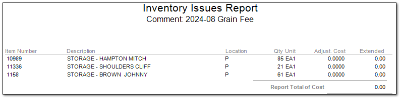 Posting the Customer's reductions in Stored Grain