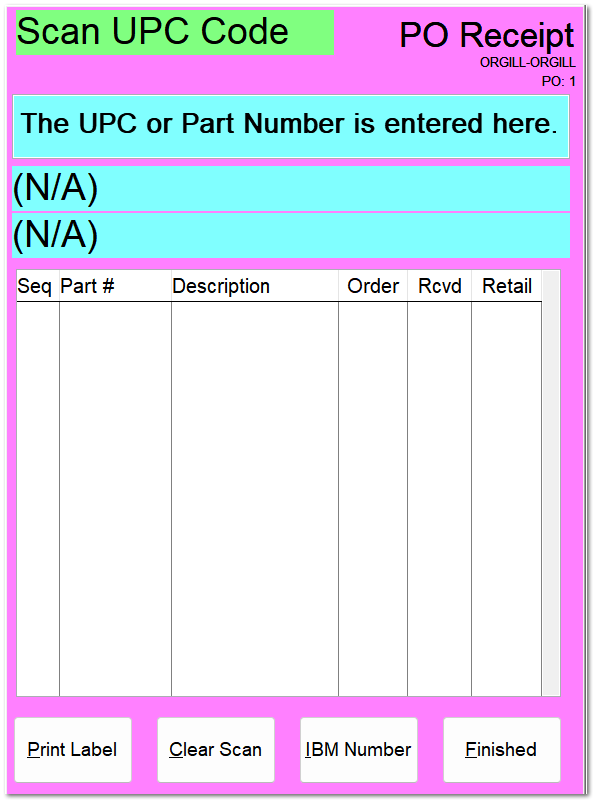 Purchase Order Receipt