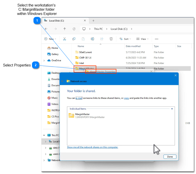 Remote Desktop Share to a local workstation installation of Margin Master