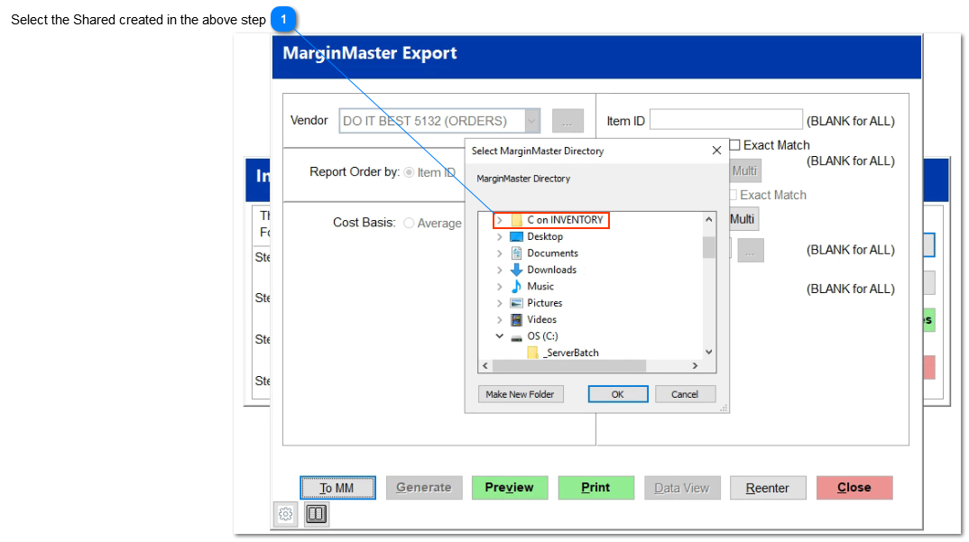 Remote Desktop Share to a local workstation installation of Margin Master