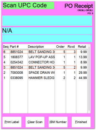 Sample Wireless PO Receipt