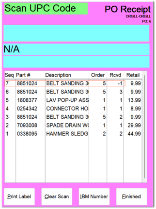 Sample Wireless PO Receipt