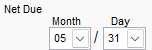 4. Enter the Net Due Month and Day for invoices 
generated from the Sales Order