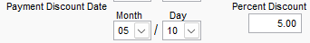 5. Enter the Payment Discount Month and Day