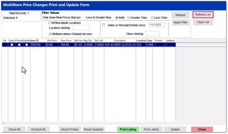 Sequence of event to manage Multi-Store Retail Prices