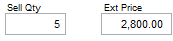 7. Enter the Sell Quantity for the selected item.