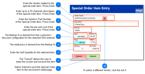 Special Order Item Detail Popup