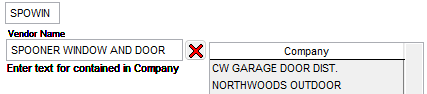 3. Enter the Vendor related to the special order item. Press Enter.