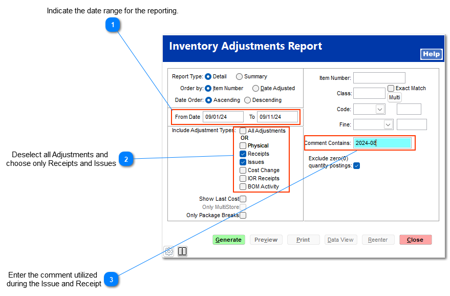 Summarized reporting of Inventory Issues and Receipts