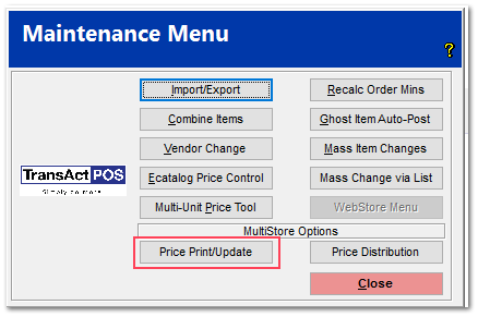 Updating and Printing Price Labels MultiStore