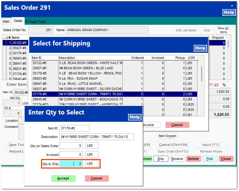 Upon creation of invoice include back ordered items