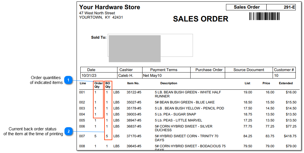 Upon creation of invoice include back ordered items